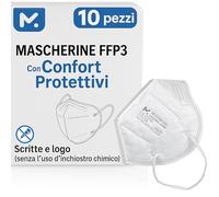 10 Mascherine FFP3 Colorate Certificate CE, Mascherina 5 Strati, Maschera Facciale di Protezione da Polvere e Antiparticolato, Face Mask Protettiva Alta Efficienza di Filtraggio PFE≥99, 10 Pezzi