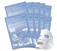 10 mascherine per collagene, collagene, overnight, idratante, anti-rughe, tonifica la pelle e migliora l'elasticità della pelle (blu)