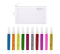 10 matite colorate glitterate, 1 astuccio per penne, matite glitterate dipinte a mano, per bambini, colla glitterata, penne gel glitterate, adatte per il fai da te e la pittura come decorazione