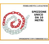 10 Metri Catena segnaletica in plastica per aree riservate Ø 8 mm rossa bianca