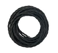 10 Metri cavo trecciato tessile seta 3x1,5 nero doppio isolamento