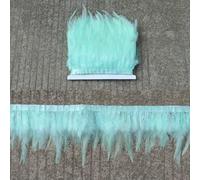 10 metri di nastro di piume di gallo da 8 a 13 cm, piume di pollo colorate da 3 a 5 pollici, frange di piume di fagiano da sella - verde menta - 10 metri