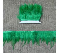 10 metri di nastro di piume di gallo da 8 a 13 cm, piume di pollo colorate da 3 a 5 pollici, frange di piume di fagiano da sella - verde erba - 5 metri