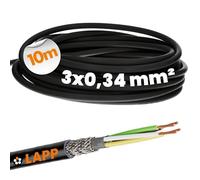 10 metri Lapp 1030496 Cavo di comando schermato LiYCY 3x0,34 mm² I resistente ai raggi UV I cavo segnale a 3 fili I cavo dati per esterno I filo di collegamento LED I nero