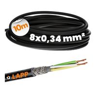 10 metri Lapp 1030501 Cavo di comando schermato LiYCY 8x0,34 mm² I resistente ai raggi UV I cavo di segnale a 8 fili I cavo dati per uso esterno I cavo a saldare I cavo di collegamento LED I nero