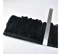 10 metri/lotto di piume d'oca naturali, frange per lavori di cucito, abbigliamento, piume da 15-20 cm, piume decorative per matrimoni fai da te, nere, 2 metri