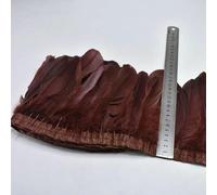 10 metri/lotto di piume d'oca naturali, frange per lavori di cucito, abbigliamento, piume decorative da 15-20 cm, fai da te, per matrimoni, caffè rosso, 2 metri
