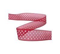 10 Metri Nastro Organza Rosso Pois Bianco Alto 20 Mm
