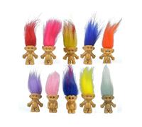 10 mini bambole Troll età 3+, giocattoli Troll vintage fortunati bambole action figure 3 cm cake topper cromatici adorabili collezione Little Guys, progetto scolastico, artigianato artistico