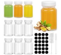 10 mini bottiglie di vetro da 60 ml, da riempire con coperchio, piccole bottiglie di vetro vuote, piccole bottiglie da riempire, ginger shot, mini vasetti per spezie per marmellata di liquori allo
