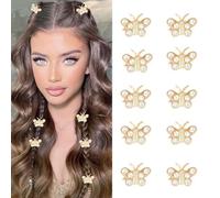 10 mini fermagli per capelli a farfalla con strass, graziose forcine per capelli a forma di farfalla con glitter dorati, piccole ganasce in metallo, decorative, antiscivolo, per matrimoni, damigelle