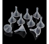 10 mini imbuti, bianchi, in plastica, multiuso, per bottiglie di oli, profumi, riempimento, scienza essenziale