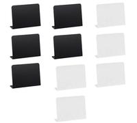 10 mini lavagne in acrilico, 100 x 75 mm, a forma di L, cancellabili, piccole lavagne da tavolo per buffet, matrimoni, feste (nero + bianco)