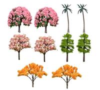 10 mini piante in resina, alberi profumati, fiori di prugno rosa, alberi d'oro, noci di cocco in miniatura, fiori rosa con sfondo verde, piccole figure di piante in resina per giardini fatati