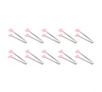 10 mini pinze per alimenti a forma di cuore con punta in silicone, perfette per barbecue e cucina, utensili da cucina in acciaio inox (rosa)