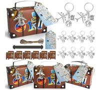10 mini scatole portaconfetti a forma di valigia, portachiavi aereo della terra, biglietto da viaggio, scatola di caramelle creativa a forma di valigia per souvenir di viaggio, festa di nozze