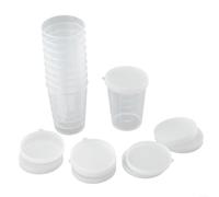 10 misurini trasparenti con coperchio, graduati da 30/50/100 ml, pratici per la misurazione di liquidi in cucina e in laboratorio (50 ml)