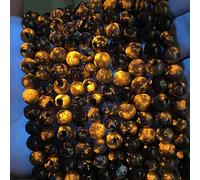 10 mm, 36 perline di pietra Yooperlit, perline sfuse per la creazione di gioielli, braccialetti fai da te, mostrano il colore della fiamma sotto l'irradiazione di lampade UV