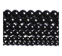 10 mm, 41 pezzi di agata nera naturale, perle di onice, lisce, rotonde, distanziali per la creazione di gioielli, braccialetti fai da te, 38,1 cm (agata nera, 10 mm) (1484,oo)