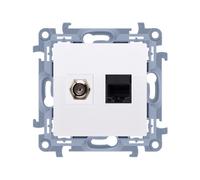 kontakt-simon Simon 5902787848767 CASFRJ455.01/11 - Presa antenna + F-Computer + RJ45 Cat.5e, colore: Bianco