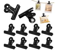 10 mollette in metallo nero per bulldog, resistenti alla ruggine (75 mm)