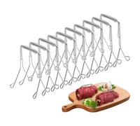 10 mollette riutilizzabili in acciaio | Set di rotoli per carne, utensili da cucina, mollette per carne per ristorante, giardino, campeggio, caffetteria, snack