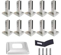 10 morsetti moderni per pavimento in vetro e acciaio inox, 20 cm, color argento, per ringhiere quadrate, con strisce di gomma e copertura di base, per balcone, terrazza, sistema di ringhiera per scale