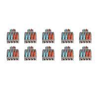 10 Morsettiere a Molla Con Leva, Sdoppiatore Cavi Elettrici, Sdoppia Fili Bipolari e Tripolari, Da 0,5 a 4 mm² 450V 32A (Da 2P a 4P)