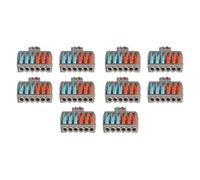 10 Morsettiere a Molla Con Leva, Sdoppiatore Cavi Elettrici, Sdoppia Fili Bipolari e Tripolari, Da 0,5 a 4 mm² 450V 32A (Da 2P a 6P)