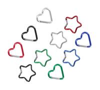10 moschettoni a molla a forma di cuore e stella, in alluminio, portachiavi
