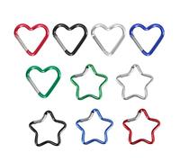 10 moschettoni a molla in lega di alluminio a forma di cuore e stella, moschettone, portachiavi, per borse e campeggio, portachiavi