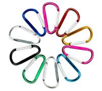 10 Moschettoni Multicolore in Alluminio con Anello a D - Ganci a Scatto con Bloccaggio per Arrampicata, Casa, Campeggio, Pesca, Escursionismo