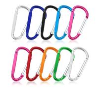 10 Moschettoni Multicolore in Alluminio con Anello a D - Ganci a Scatto con Bloccaggio per Arrampicata, Casa, Campeggio, Pesca, Escursionismo