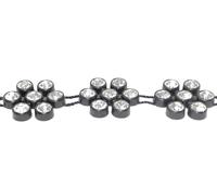 10 mt. PASSAMANERIA STRASS FIORE BASE NERA-STRASS CRYSTAL ss13