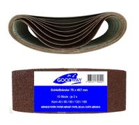 10 nastri abrasivi da 75 x 457 mm, grana da 40/60/80/120/180 la coppia, per levigatrice a nastro