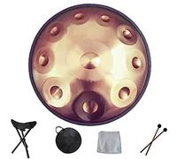 10 Note D Mishpant Handpan Steel Drum Con Borsa Morbida, D3 BB3 C4 D4 E4 F4 G4 A4, 2 Maletti, Supporto, Panno Privo Di Polvere, Percussione Strumento Yoga Meditazione Principiante (Color : Gold)