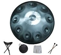 10 Note D Mishpant Handpan Steel Drum Con Borsa Morbida, D3 BB3 C4 D4 E4 F4 G4 A4, 2 Maletti, Supporto, Panno Privo Di Polvere, Percussione Strumento Yoga Meditazione Principiante (Color : Silver)