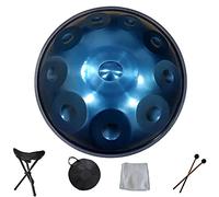10 Note D Mishpant Handpan Steel Drum Con Borsa Morbida, D3 BB3 C4 D4 E4 F4 G4 A4, 2 Maletti, Supporto, Panno Privo Di Polvere, Percussione Strumento Yoga Meditazione Principiante (Color : Blue)