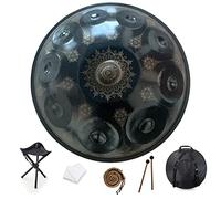 10 note Handpan da 22 pollici, re minore 432 Hz strumento a percussione tamburo d'acciaio, performance musicale mandala strumento musicale curativo fatto a mano regalo nero