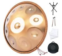 10 Note Set Di Handpan Tamburo In Acciaio, 22 Pollici In Re Minore Strumento A Tamburo Curdo A Mano, 432Hz/440Hz Handpan Drum Premium, Strumento Tongue Drum Per Adulti(Gold,440hz)