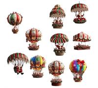 10 ornamenti a forma di paracadute, decorazioni natalizie 2D in acrilico con design a mongolfiera, per albero da appendere alla parete, alla porta alla finestra