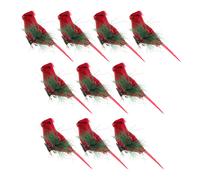 10 ornamenti artificiali di uccelli natalizi - Cardinali rossi con clip per