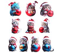 10 ornamenti natalizi a forma di gatto soriano, adorabili, in acrilico, decorazione 2D a tema animali domestici, per gli amanti dei gatti, per amici, familiari, compagni di classe, colleghi (stile C)