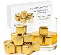 10 Oro pietre per whisky in oro realizzate in acciaio inossidabile Ice Cube Chilling Stone Rocks, cubetti di ghiaccio in metallo riutilizzabili per whisky, vino e gin e bevande toniche di FLOW Barware