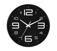 10" Orologio Parete,Batteria Azionato Bianco 3D Numeri Rotondo Orologi,Nero