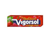 10 PACCHETTI GOMME VIGORSOL REAL FRUIT CHEWING GUM SENZA ZUCCHERO FRAGOLA
