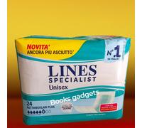 10 Pacchi (240 Assorbenti) Lines Specialist Plus Rettangolari per Perdite Urine