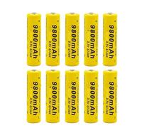 10 pacchi di batterie ricaricabili agli ioni di litio da 3,7V 9800mAh compatibili con torce, lampade frontali, ventilatori, rasoi, microfoni ecc.