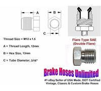 10 Pacco - DADO TUBO MASCHILE - M12 x 1.5, Flessibile Doppio, Linea 3/16"