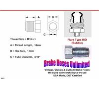 10 Pacco - DADO TUBO MASCHIO - M10 x 1, Flaring A Bolla, Linea 3/16"